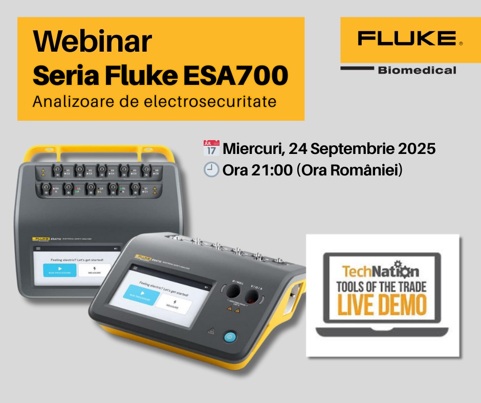 Webinar Fluke Biomedical: Noile testere de electrosecuritate Fluke ESA700