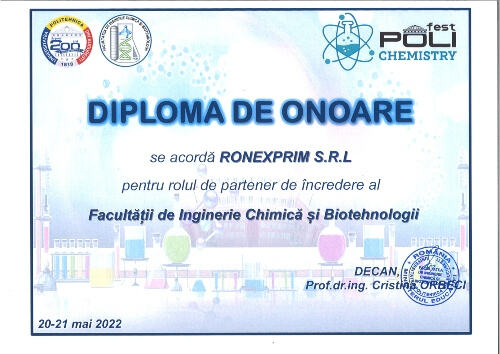 Diploma Ronexprim Poli ChemistryFest 2022